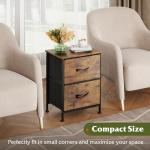 WLIVE Small Nightstand with 2 Drawer Bins