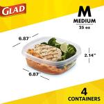 GladWare Food Storage Containers, Medium Rectangle, 4 Count