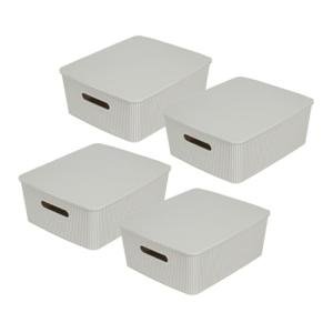 Stackable Storage Baskets with Lids - Set of 4
