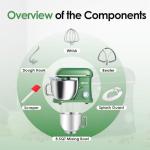 900W 8.5QT Stand Mixer with Attachments - Green