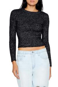Forever 21 Women's Black Ribbed Fuzzy Sweater
