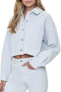 Forever 21 Cropped Corduroy Frayed Shacket - Small