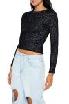 Forever 21 Women's Black Ribbed Fuzzy Sweater