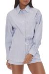 Forever 21 Blue/White Pinstriped Button-Up Shirt