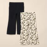 Girls' Slim-Fit Knit Flare Leggings, 2-Pack