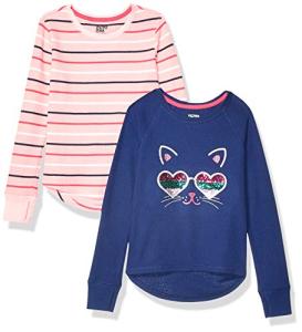 Spotted Zebra Girls' Cat Thermal T-Shirts, 2-Pack