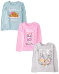 Girls' Assorted Graphic Long Sleeve T-Shirts 3-Pack