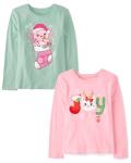 Girls' Long Sleeve Graphic T-Shirts 2-Pack