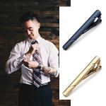 MOZETO Men's Tie Clips Set in Black Gold Blue Silver