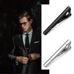 MOZETO Men's Tie Clips Set in Black Gold Blue Silver