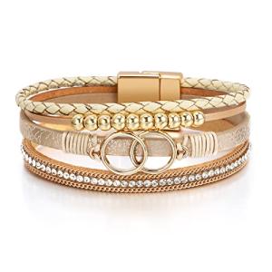 Leopard Boho Leather Wrap Bracelet for Women