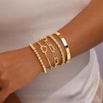 Gokeey 14K Gold Plated Chunky Cuff Bracelets