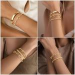 Gokeey 14K Gold Plated Chunky Cuff Bracelets