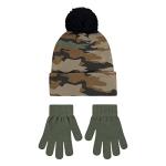 Hurley Kids' Green Camo Beanie and Gloves Set