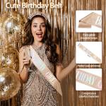 Glitter Rose Gold Birthday Sash and Crown Set