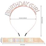 Glitter Rose Gold Birthday Sash and Crown Set