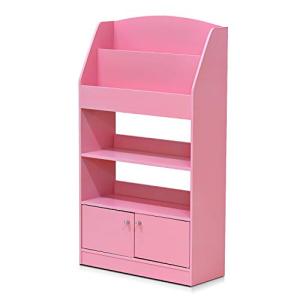 Furinno Lova Pink Bookshelf with Storage Cabinet