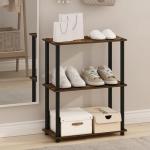 Furinno 3-Tier Corner Storage Shelves in Amber Pine