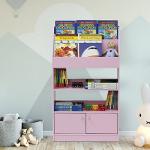 Furinno Lova Pink Bookshelf with Storage Cabinet