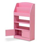 Furinno Lova Pink Bookshelf with Storage Cabinet