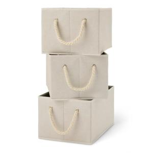 Large Foldable Storage Bins with Rope Handles - 3 Pack