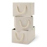 Large Foldable Storage Bins with Rope Handles - 3 Pack