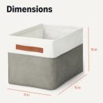 Large Charcoal Storage Bins with Leather Handles - 3 Pack