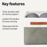 Large Charcoal Storage Bins with Leather Handles - 3 Pack