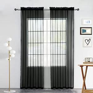 SpaceDresser Sheer Voile Curtain Panels - Black