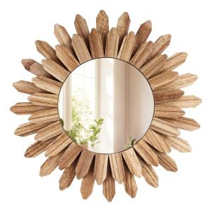 COM4SPORT 12 Inch Boho Wall Mirror – Rustic Decor
