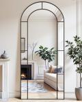 58" x 21" Arched Floor Mirror - Black Metal Frame