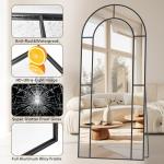 58" x 21" Arched Floor Mirror - Black Metal Frame