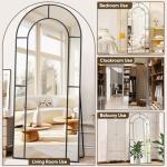 58" x 21" Arched Floor Mirror - Black Metal Frame