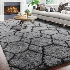 ONASAR 6x9 Washable Grey and Black Area Rug
