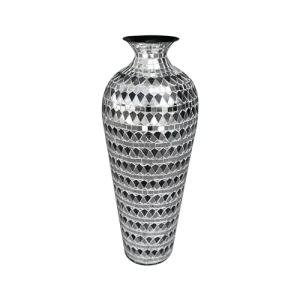20-Inch Tall Mosaic Floor Vase - Silver & Black