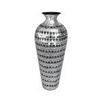 20-Inch Tall Mosaic Floor Vase - Silver & Black