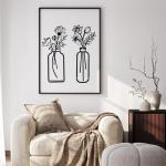 Metal Flower Wall Decor - Set of 3 Vases