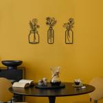 Metal Flower Wall Decor - Set of 3 Vases