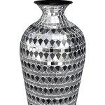 20-Inch Tall Mosaic Floor Vase - Silver & Black
