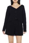 Forever 21 Ribbed Knit Black Cardigan Sweater