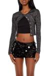 Forever 21 Women's Black Faux Pearl Glitter Cardigan