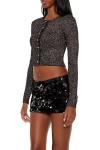 Forever 21 Women's Black Faux Pearl Glitter Cardigan
