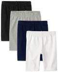 Girls' Solid Bike Shorts 4-Pack - Black & Grey