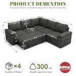 85 Inch L-Shaped Sectional Sofa with Pull-Out Bed