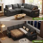 85 Inch L-Shaped Sectional Sofa with Pull-Out Bed