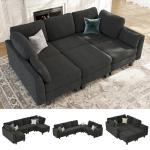 Dowiean 6-Seater Modular Sleeper Sofa, Dark Grey