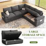 85 Inch L-Shaped Sectional Sofa with Pull-Out Bed