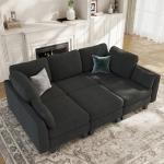 Dowiean 6-Seater Modular Sleeper Sofa, Dark Grey