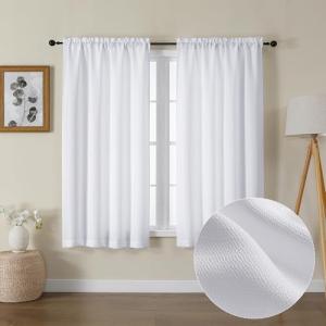 Lecloud Bessie White Semi Sheer Curtain Set