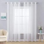 MIULEE White Sheer Curtains with Grommets - 2 Panels